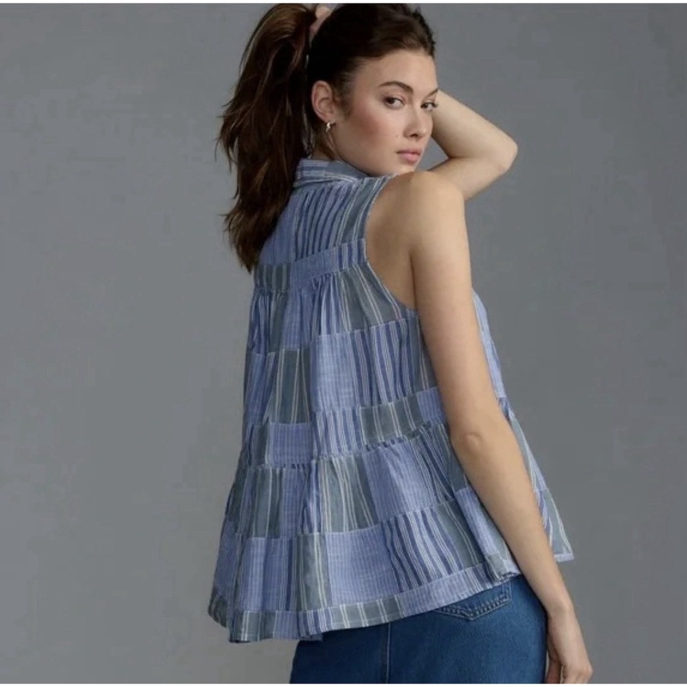 Anthropologie Pilcro Patchwork Tiered Ruffle Sleeveless Top Size 1X NEW - Picture 3 of 12